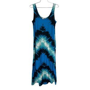 Left or Right Tie Dye Maxi Tank Dress Size Large Sleeveless Scoop Neck Summer
